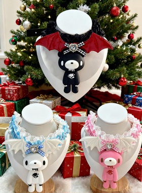 gloomybear  周暴力熊周边蕾丝带翅膀皮项链颈链