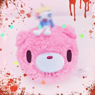 美正Gloomy bear暴力熊粉红小熊毛绒挂件滴胶立体冰箱贴