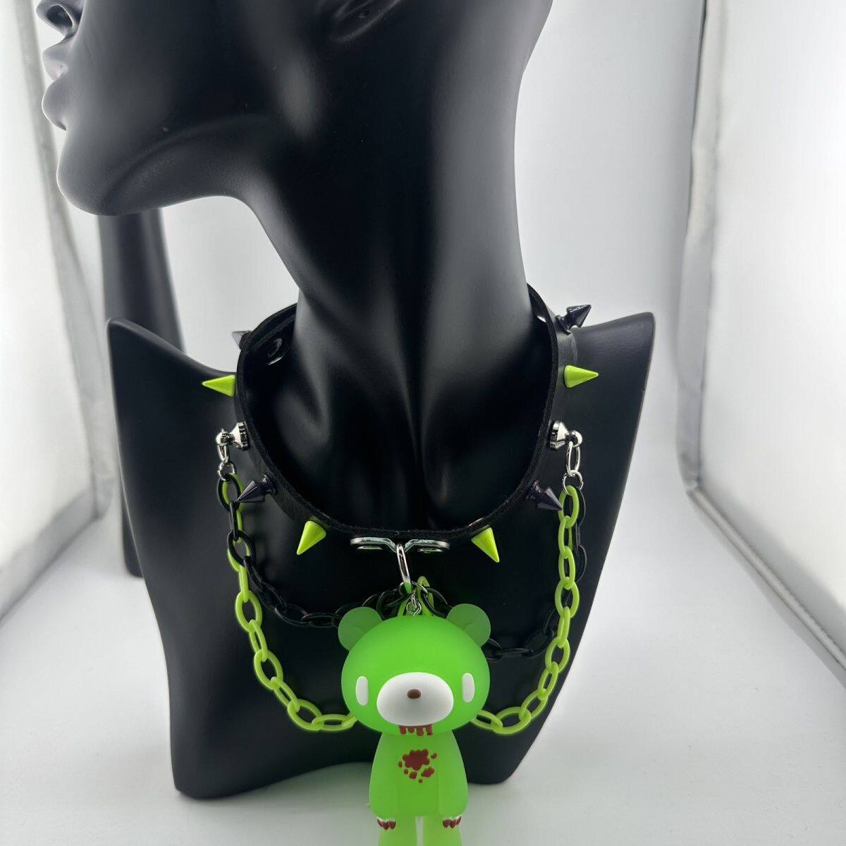Gloomybear暴力熊皮革刺绣朋克风手工项圈项链