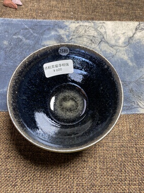 丞相龙窑柴烧建盏束口口径9.3cm高5.7cm重量169g容量150cc