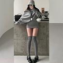 YoungGirlDay慵懒氛围感斜肩宽松显瘦灯笼袖 针织包臀连衣裙短裙潮