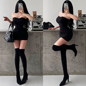 YoungGirlDay御姐纯欲性感露背鱼骨线收腰紧身抹胸连衣裙包臀短裙