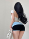 热裤 YoungGirlDay美式 辣妹紧身显瘦双层翻腰撞色瑜伽休闲运动短裤