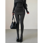 YoungGirlDay韩漫性感高腰显瘦纽扣装 饰防走光包臀毛呢半身裙短裙