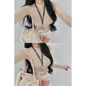 打底针织开衫 YoungGirlDay纯欲氛围感圆领单排扣修身 显瘦长袖 上衣