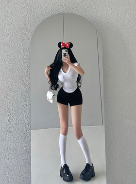 YoungGirlDay纯欲辣妹性感高腰显瘦弹力提臀显腿长休闲短裤热裤女