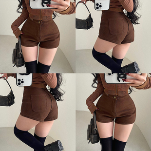 热裤 YoungGirlDay纯欲辣妹性感高腰显瘦加绒加厚靴裤 包臀牛仔短裤