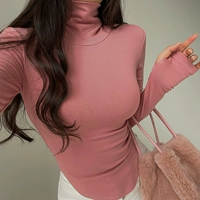 Younggirlday Pure Turtleneck плотно и похудело изогнутое рукав с эластичным потом