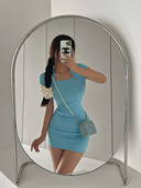 YoungGirlDay纯欲风辣妹性感紧身显瘦纯色包肩短袖 包臀连衣裙短裙