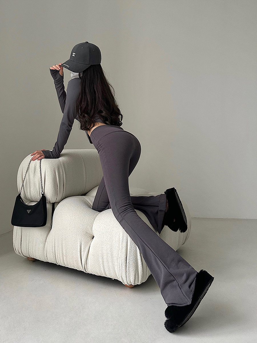 欧美高腰显瘦微喇休闲裤长裤