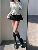 YoungGirlDay 辣妹性感A字高腰显瘦百褶裙防走光安全裤 半身裙短裙