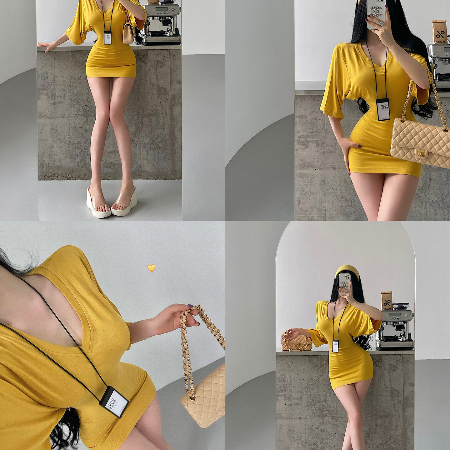 收腰显瘦宽松七分袖包臀连衣裙