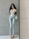 YoungGirlDay韩漫风高腰显瘦松紧腰弹力提臀丰胯裤 小脚铅笔牛仔裤