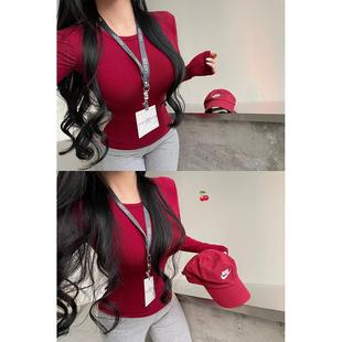 长袖 圆领紧身显瘦双面磨毛打底衫 T恤上衣 纯欲基础款 YoungGirlDay