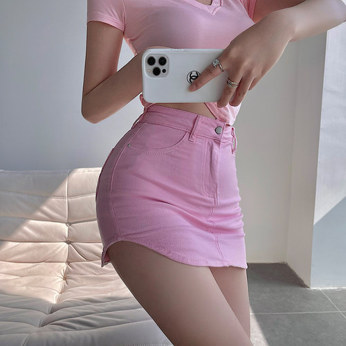 欧美带安全裤牛仔包臀半身裙短裙