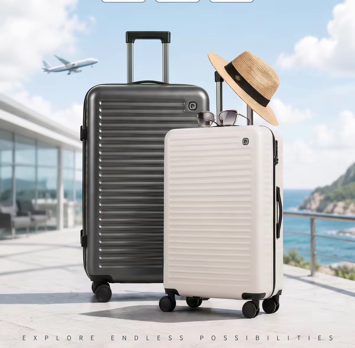 皮尔卡丹拉杆旅行箱行李登机箱拉链PC密码20/24/28寸商场S630120