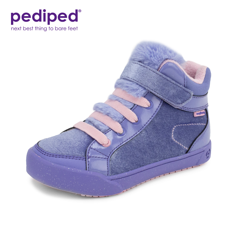 派迪派女童高帮秋冬加绒马丁靴