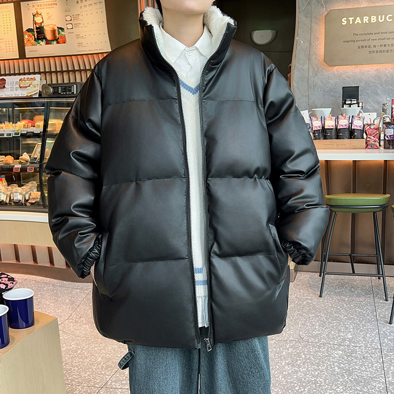 现货2025冬季新款港风皮棉衣加绒立领棉袄XZ415-PM601P125,男装棉衣,星座415
