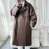 2025秋冬美式复古长款皮风衣机车西装大衣外套男XZ415-FY618P155，男装风衣，星座415