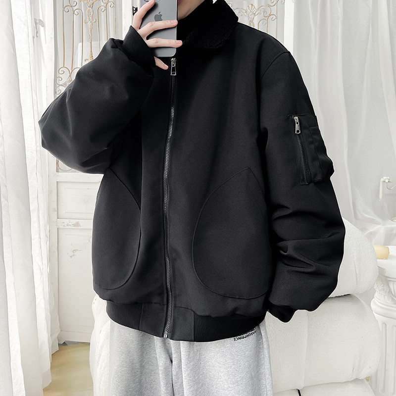 2025港风羊羔毛棉衣冬装保暖棉袄男装大码外套XZ415-M011P120,男装棉衣,星座415
