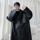 2025秋冬美式复古长款皮风衣机车西装大衣外套男XZ415-FY618P155，男装风衣，星座415