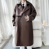 2025秋冬美式复古长款皮风衣机车西装大衣外套男XZ415-FY618P155，男装风衣，星座415