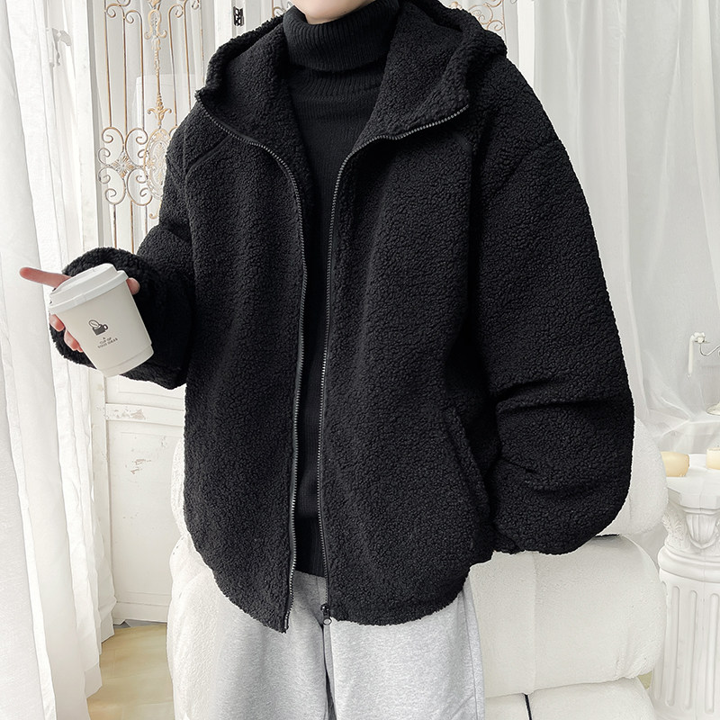 2025冬港风羊羔毛棉衣连帽加厚加绒棉袄大码男装XZ415-YG1000P110,男装棉衣,星座415