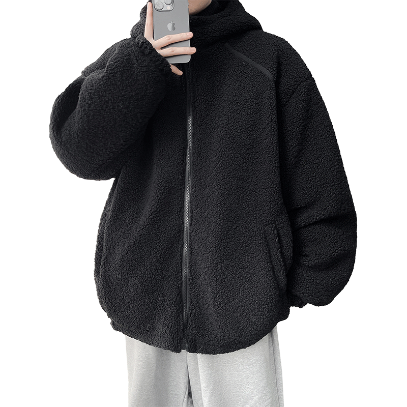 2025冬港风羊羔毛棉衣连帽加厚加绒棉袄大码男装XZ415-YG1000P110,男装棉衣,星座415