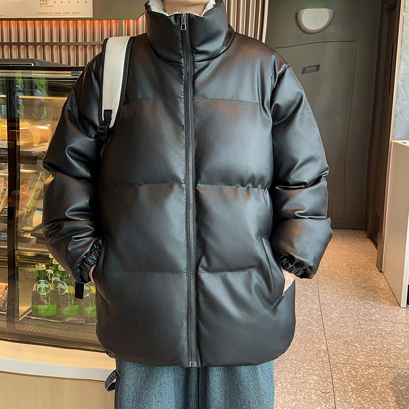 2025冬季新款港风皮棉衣加绒立领棉袄XZ415-PM601P125,男装棉衣,星座415