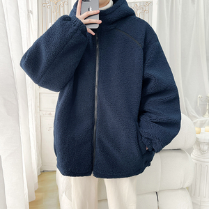 2025冬港风羊羔毛棉衣连帽加厚加绒棉袄大码男装XZ415-YG1000P110图片
