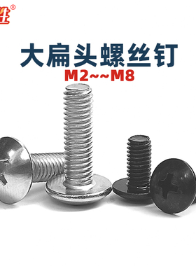 M2.5 M3 M4 10mm黑色十字大扁头螺丝钉伞头螺栓机丝螺杆不锈钢TM