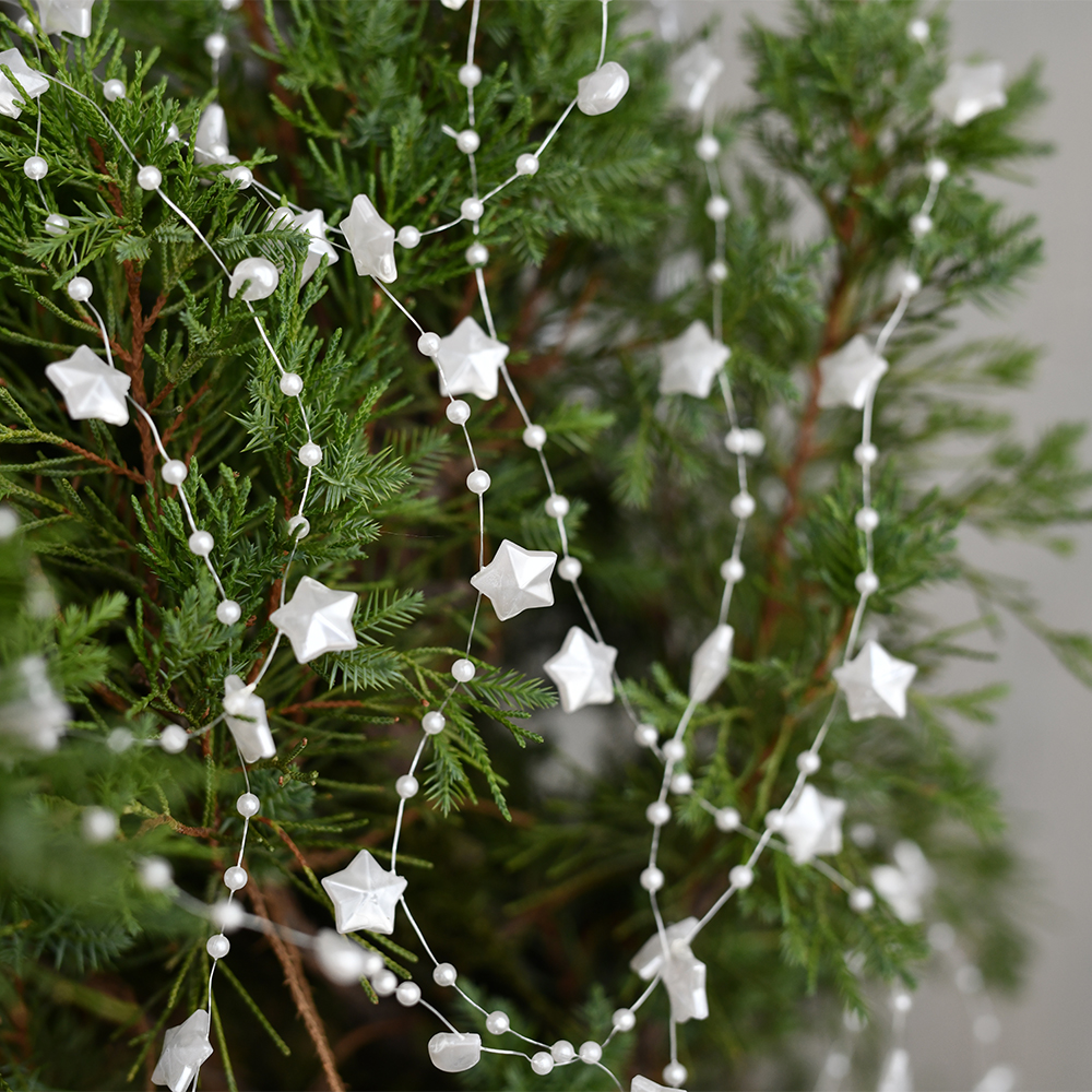 圣诞节圆珠串连线珠星星水滴亮光透明人鱼姬圣诞树装饰挂件丝带