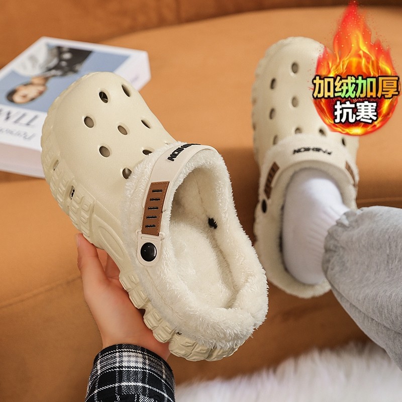包头棉拖鞋男款冬季居家加绒加厚保暖外穿踩屎感防水防滑厚底棉鞋