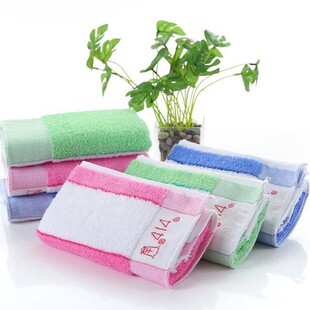 上海钟牌414毛巾 纯棉素色彩条414小号柔软不掉毛成人洗脸巾