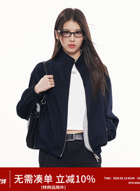 RPB BRAND老钱风复古立领短外套女宽松飞行员夹克酷感休闲风上衣