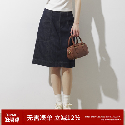 RPB BRAND 简约百搭复古原色水洗做旧牛仔半身裙女显瘦百搭A字裙
