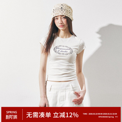 RPB BRAND莱赛尔凉感面料柔软亲肤圆领短袖显瘦修身T恤女短款上衣