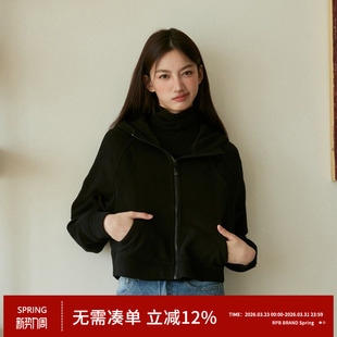 帽衫 超显瘦拼接结构设计拉链连帽卫衣短款 外套上衣 BRAND修身 RPB