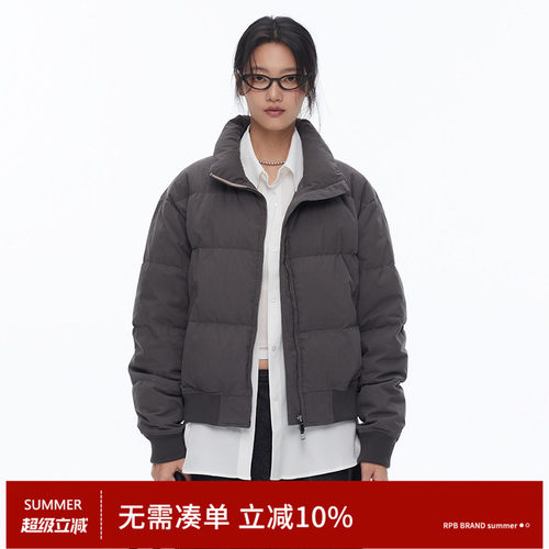 RPB BRAND 90绒美式复古立领经典短款羽绒服女加厚保暖面包服外套