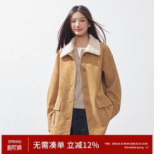 复古巴恩风毛领翻领夹克外套宽松中长款 美式 风衣大衣 BRAND RPB