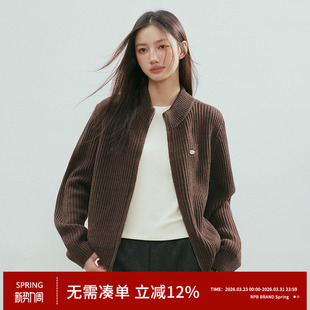 RPB 秋冬简约风毛衣外套上衣 BRAND羊毛设计感双拉链立领针织开衫