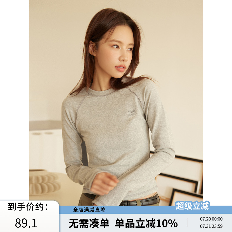 RPB BRAND美式复古修身显瘦长袖T恤纯色基础插肩袖百搭打底上衣