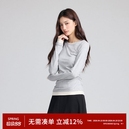 RPBBRAND修身圆领长袖T恤