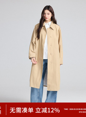 RPB BRAND韩版新款复古时尚廓形长款风衣外套女宽松休闲百搭大衣