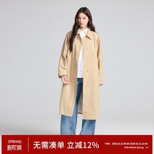 廓形长款 RPB 复古时尚 新款 风衣外套女宽松休闲百搭大衣 BRAND韩版