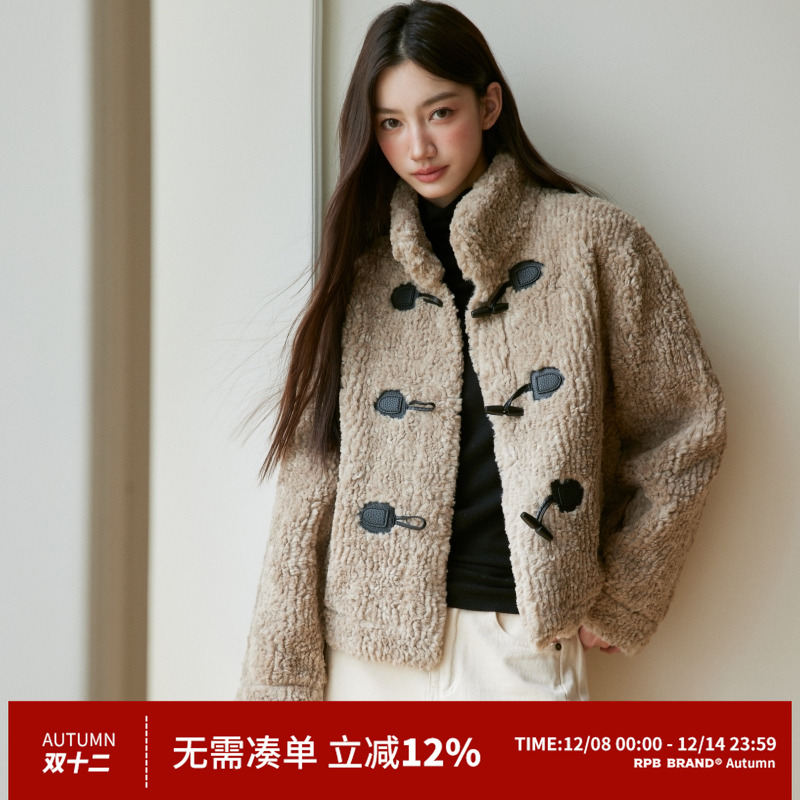 RPBBRAND短款羊剪绒皮毛一体大衣