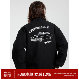 复古重磅刺绣宽松棒球夹克服秋冬厚实情侣外套上衣 美式 RPB BRAND