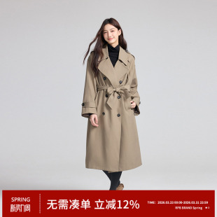 简约廓形翻领垂感中长款 经典 气质风衣大衣外套女 BRAND新款 RPB