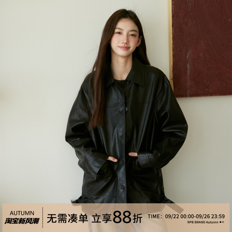 RPBBRAND黑色皮衣外套女