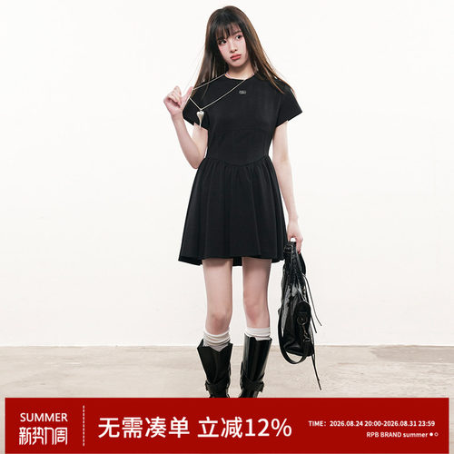 RPB BRAND夏季韩系学院千金风A字版型连衣裙女收腰显瘦小个子短裙